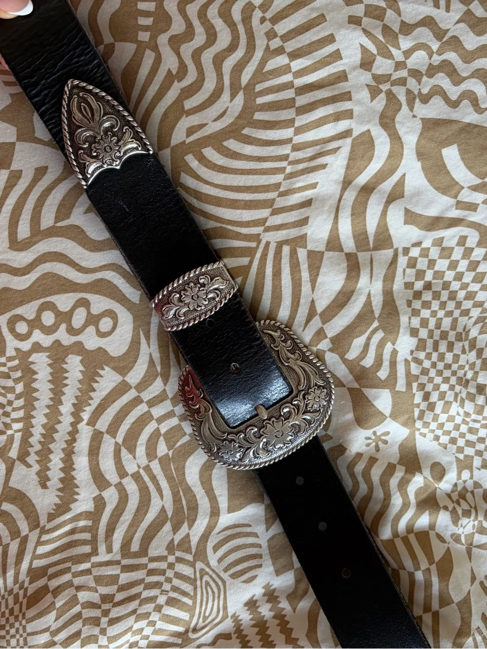 Vintage Western Silver Buckle Belt